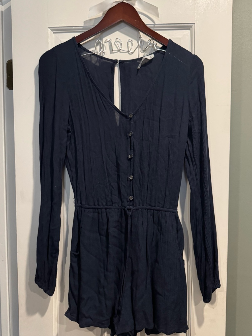Hollister Navy V-Neck Button Romper size small women’s